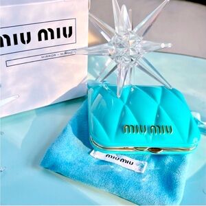 MIU MIU Tiffany Blue Compact Mirror with Quilted Design